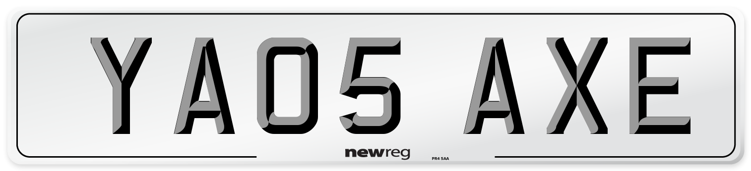 YA05 AXE Number Plate from New Reg